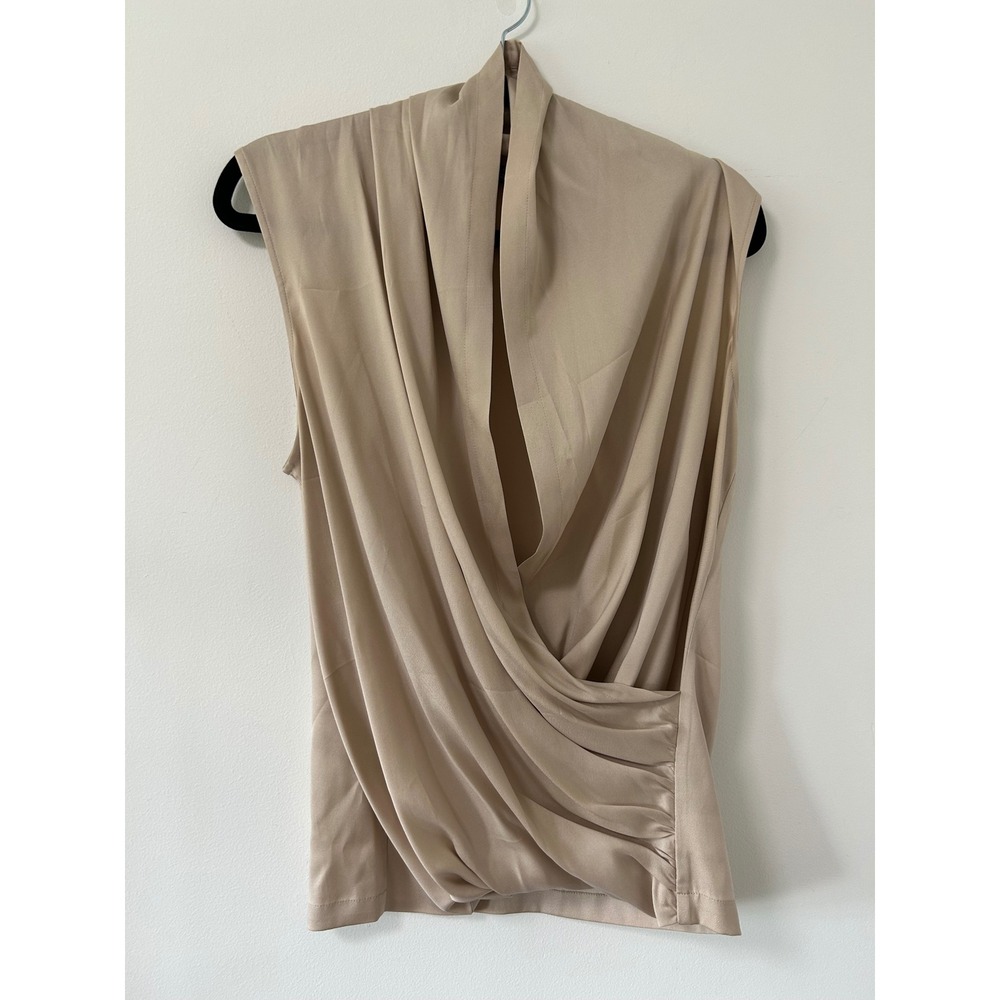 Theory Draped Sleeveless Blouse in Beige
